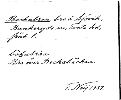 Bild på arkivkortet för arkivposten Bockabron