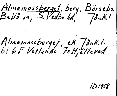 Bild på arkivkortet för arkivposten Almamossberget
