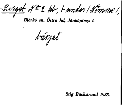 Bild på arkivkortet för arkivposten Berget