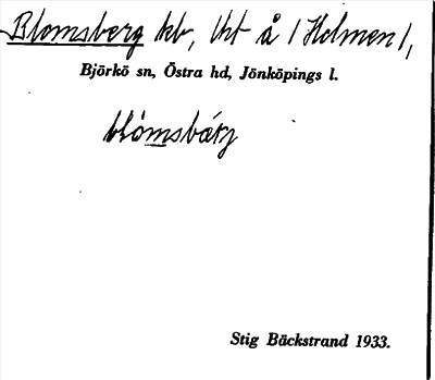 Bild på arkivkortet för arkivposten Blomsberg