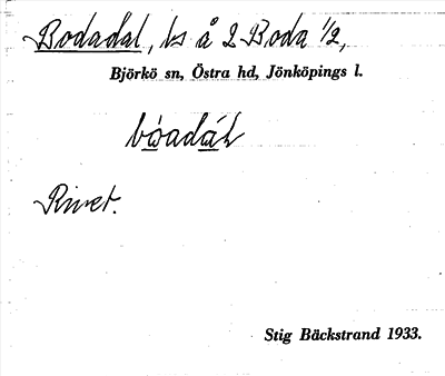 Bild på arkivkortet för arkivposten Bodadal