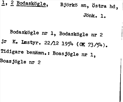 Bild på arkivkortet för arkivposten Bodaskögle