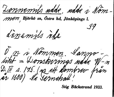 Bild på arkivkortet för arkivposten Donnemils udde