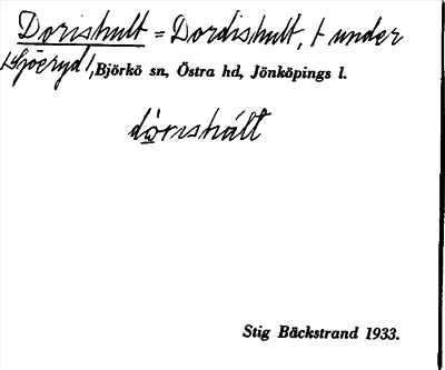 Bild på arkivkortet för arkivposten Dorishult