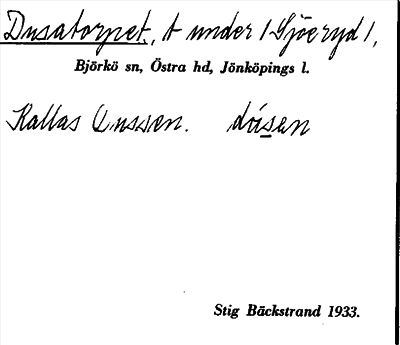Bild på arkivkortet för arkivposten Dusatorpet