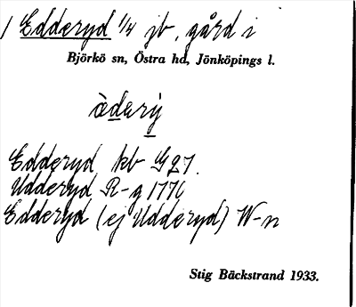Bild på arkivkortet för arkivposten Edderyd