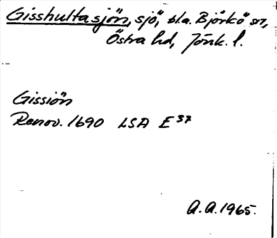 Bild på arkivkortet för arkivposten Gisshultasjön