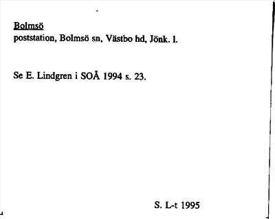 Bild på arkivkortet för arkivposten Bolmsö