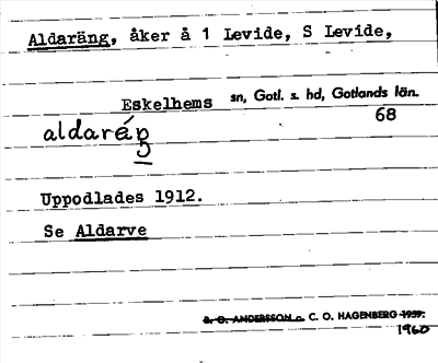 Bild på arkivkortet för arkivposten Aldaräng