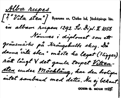 Bild på arkivkortet för arkivposten Alba rupes