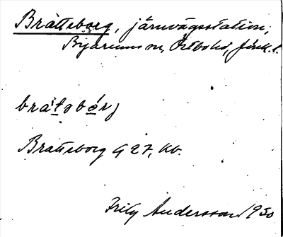 Bild på arkivkortet för arkivposten Bratteborg