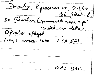 Bild på arkivkortet för arkivposten Övrabo, se Gärahov