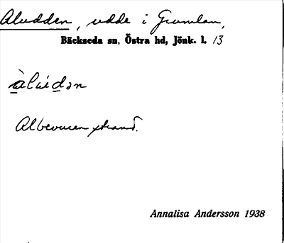 Bild på arkivkortet för arkivposten Aludden