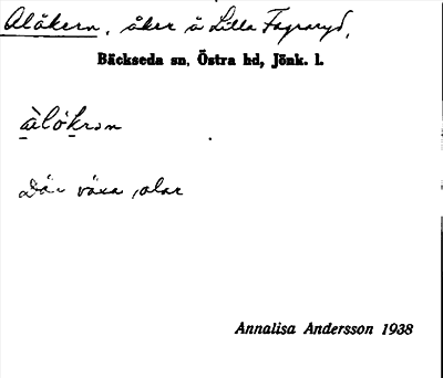 Bild på arkivkortet för arkivposten Alåkern