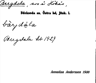 Bild på arkivkortet för arkivposten Bergdala