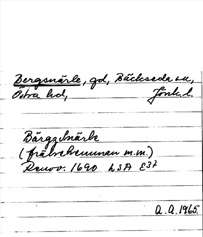 Bild på arkivkortet för arkivposten Bergsnärle