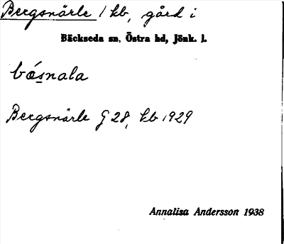 Bild på arkivkortet för arkivposten Bergsnärle