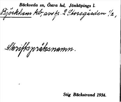 Bild på arkivkortet för arkivposten Björkhem