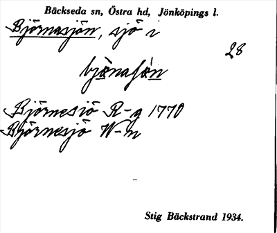 Bild på arkivkortet för arkivposten Björnasjön