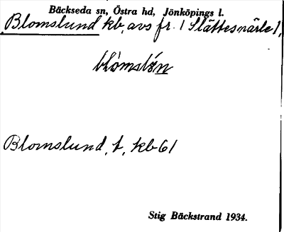 Bild på arkivkortet för arkivposten Blomslund