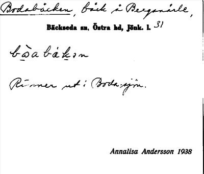 Bild på arkivkortet för arkivposten Bodabäcken