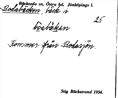 Bild på arkivkortet för arkivposten Bodabäcken