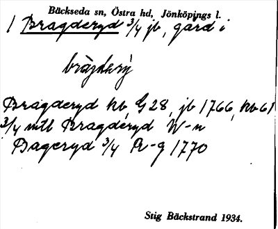 Bild på arkivkortet för arkivposten Bragderyd