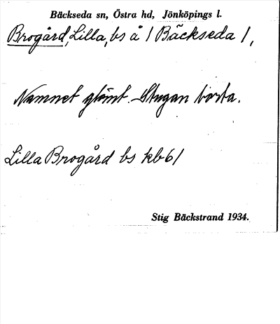 Bild på arkivkortet för arkivposten Brogård, Lilla