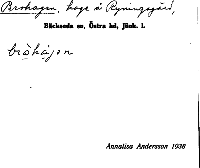 Bild på arkivkortet för arkivposten Brohagen