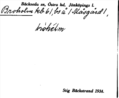 Bild på arkivkortet för arkivposten Broholm