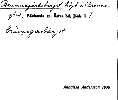 Bild på arkivkortet för arkivposten Brunnsgårdsberget