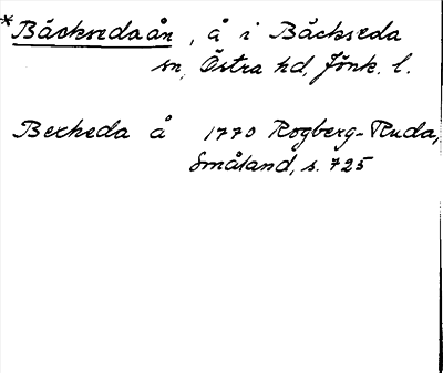 Bild på arkivkortet för arkivposten *Bäcksedaån