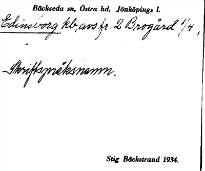 Bild på arkivkortet för arkivposten Edinsborg