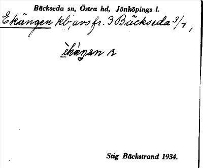 Bild på arkivkortet för arkivposten Ekängen