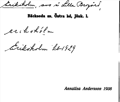 Bild på arkivkortet för arkivposten Eriksholm