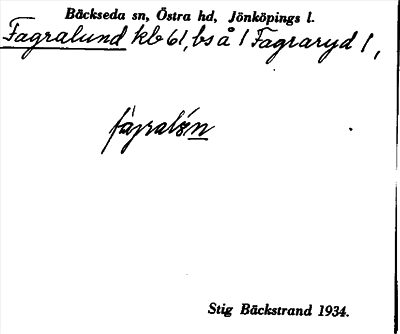 Bild på arkivkortet för arkivposten Fagralund