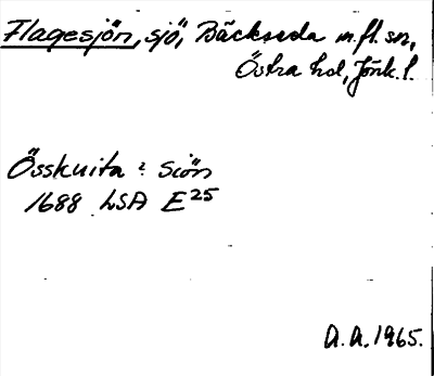 Bild på arkivkortet för arkivposten Flagesjön