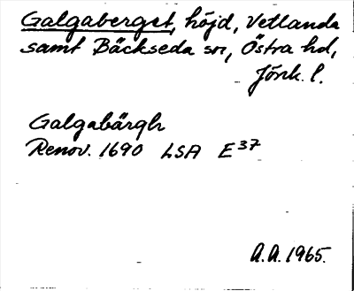 Bild på arkivkortet för arkivposten Galgaberget