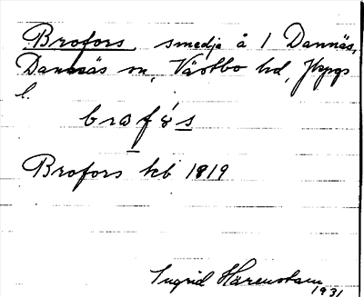 Bild på arkivkortet för arkivposten Brofors