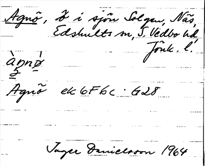 Bild på arkivkortet för arkivposten Agnö