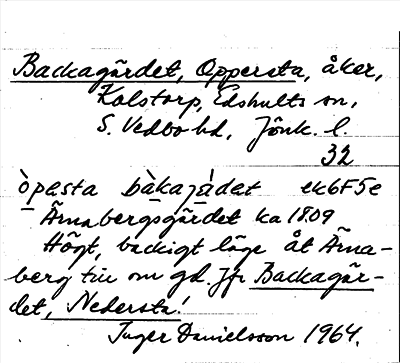 Bild på arkivkortet för arkivposten Backagärdet, Oppersta