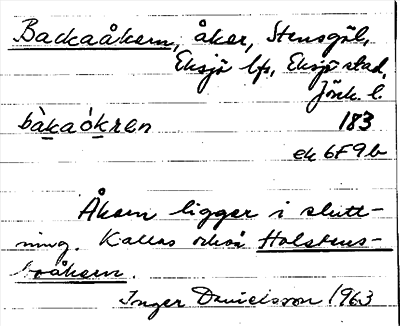 Bild på arkivkortet för arkivposten Backaåkern