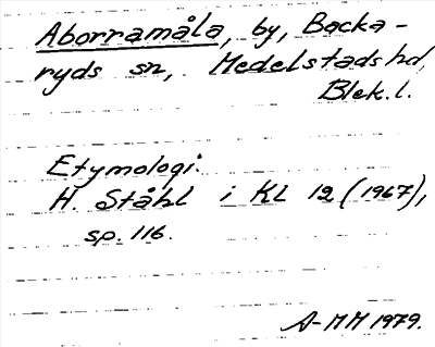 Bild på arkivkortet för arkivposten Aborramåla