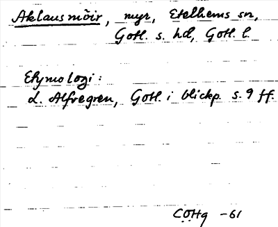 Bild på arkivkortet för arkivposten Aklausmöir