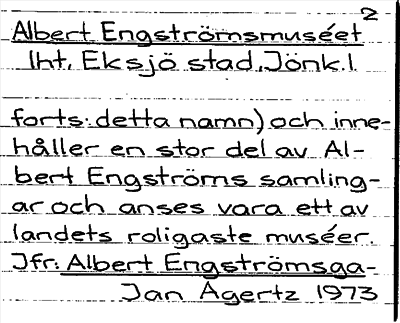Bild på arkivkortet för arkivposten Albert Engströmsmuséet