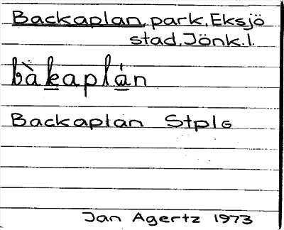 Bild på arkivkortet för arkivposten Backaplan