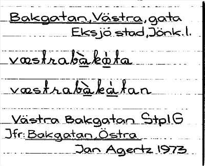 Bild på arkivkortet för arkivposten Bakgatan, Västra