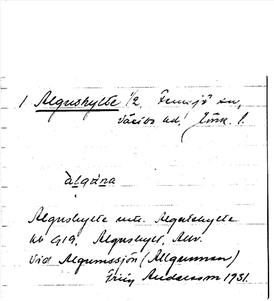 Bild på arkivkortet för arkivposten Algushylte