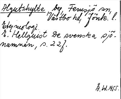 Bild på arkivkortet för arkivposten Algutshylte
