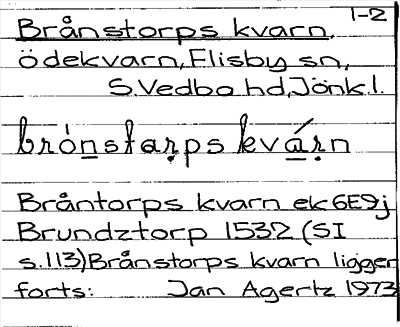 Bild på arkivkortet för arkivposten Brånstorps kvarn
